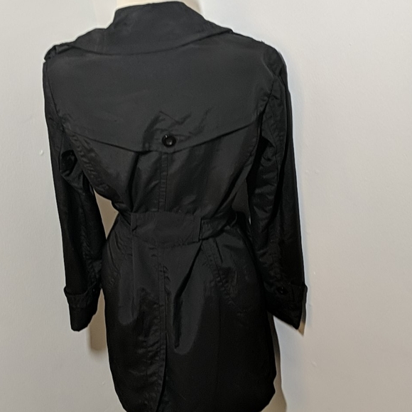 ✔️Miss Lili Black Belted Trench Coat Medium - Picture 6 of 14